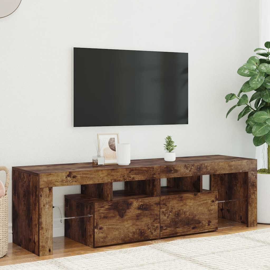 TV-Möbel Rökfärgad Ek TV-Bänk LED rökfägrad Ek 140x36,5x40 cm