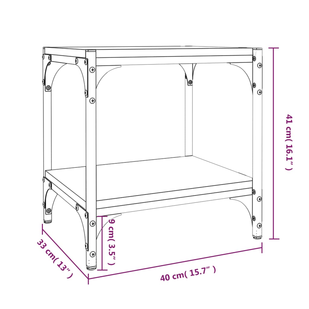 TV-möbel svart TV-bänk 40x33x41 cm och stål