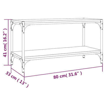 TV-möbel rökfärgad ek TV-bänk 80x33x41 cm och stål