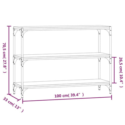 Bokhylla sonoma-ek 100x33x70,5 cm konstruerat trä och stål