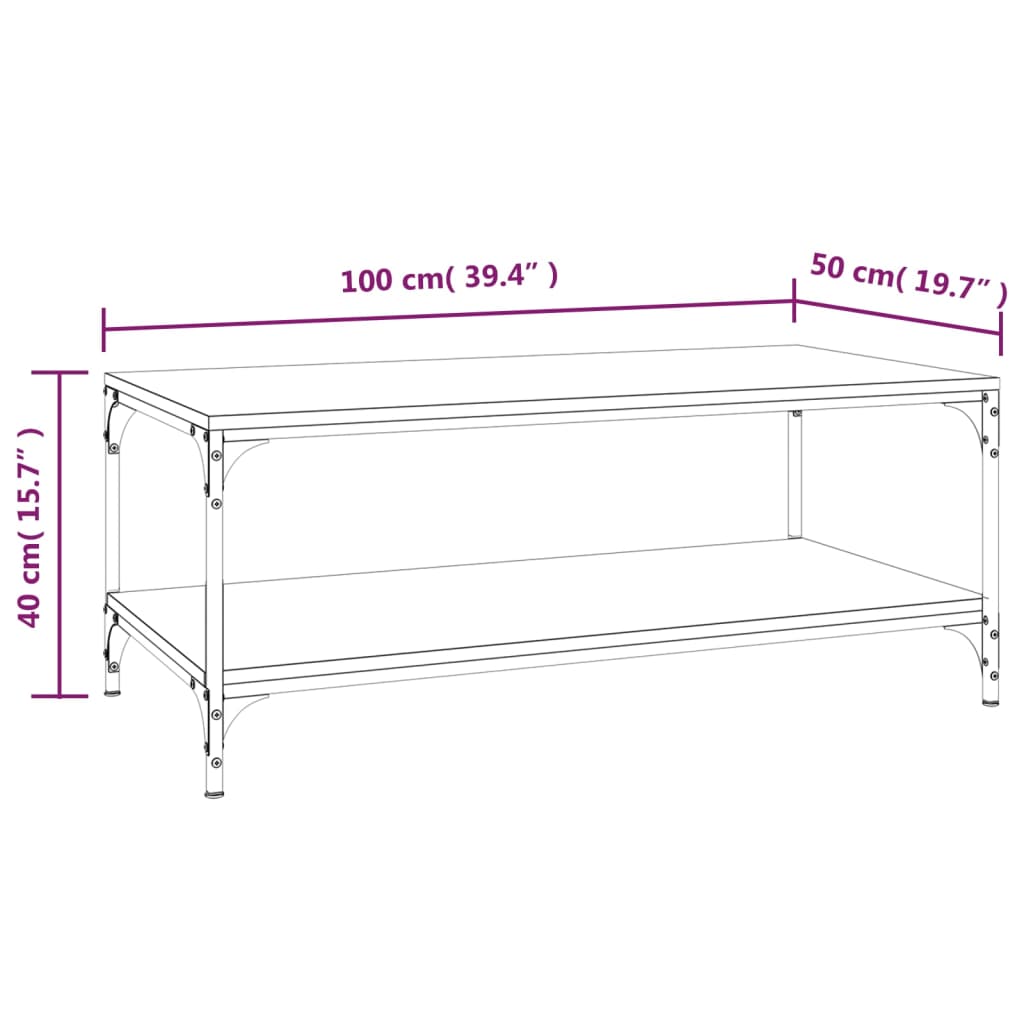 Soffbord svart 100x50x40 cm