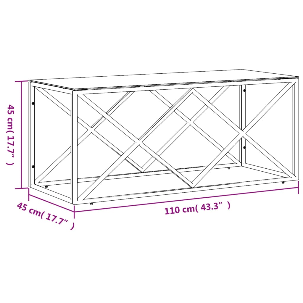 Sohvapöytä karkaistu lasi 110x45x45 cm