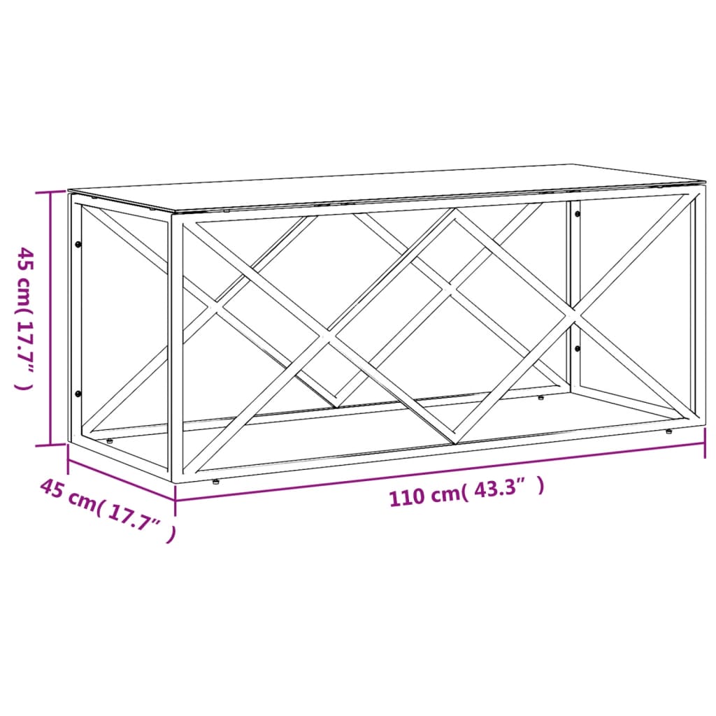 Sohvapöytä karkaistu lasi 110x45x45 cm