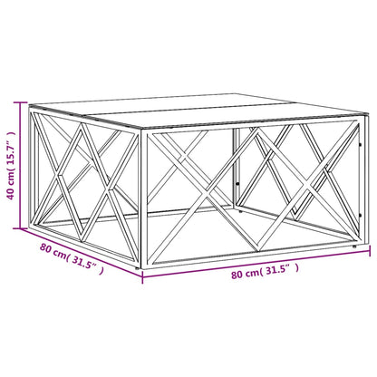 Sohvapöytä kultaa 80x80x40 cm ruostumatonta terästä ja lasia