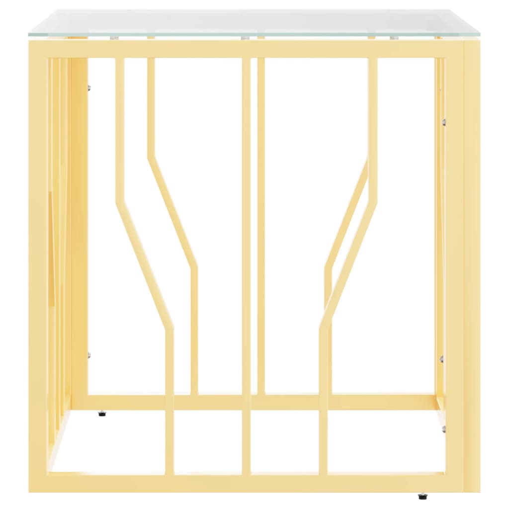 Sohvapöytä ruostumaton teräs kulta 50x50x50 cm karkaistu lasi