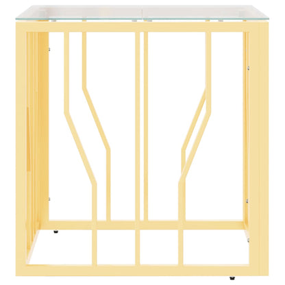 Sohvapöytä ruostumaton teräs kulta 50x50x50 cm karkaistu lasi