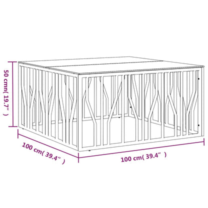 Sohvapöytä hopea 100x100x50 cm ruostumaton teräs ja lasi