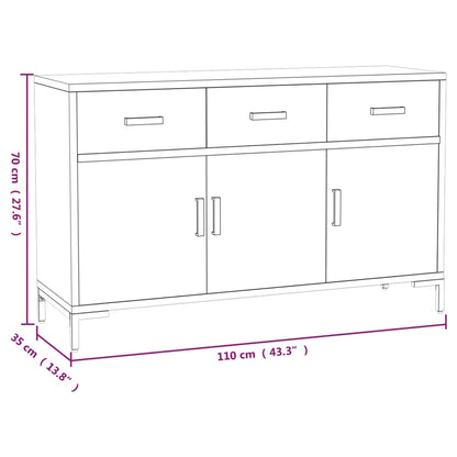 Skänk svart 110x35x70 cm massiv trä furu