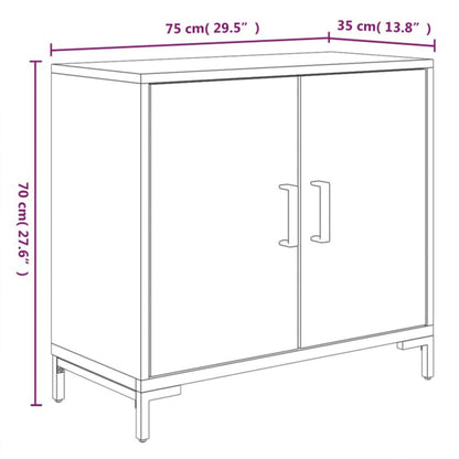 Skänk svart 75x35x70 cm massiv trä furu