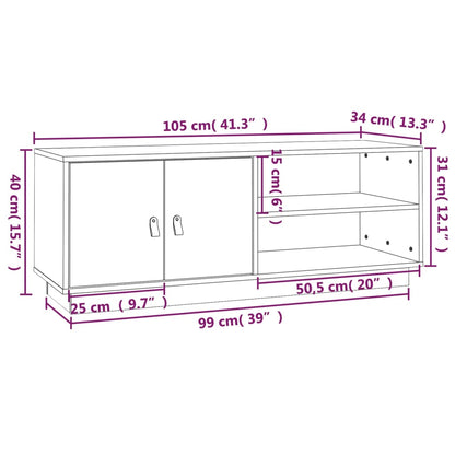 TV-möbel svart massiv trä furu TV-bänk 105x34x40 cm