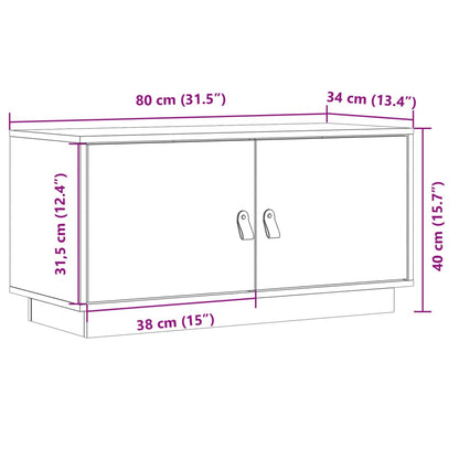 TV-möbel grå massiv trä furu TV-bänk 80x34x40 cm