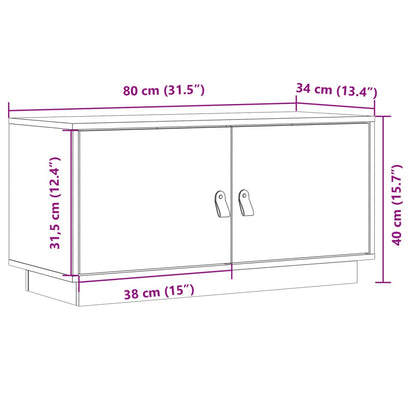 TV-möbel svart massiv trä furu TV-bänk 80x34x40 cm