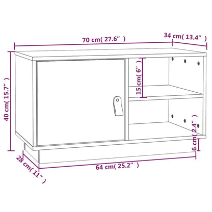 TV-möbel grå massiv trä furu TV-bänk 70x34x40 cm