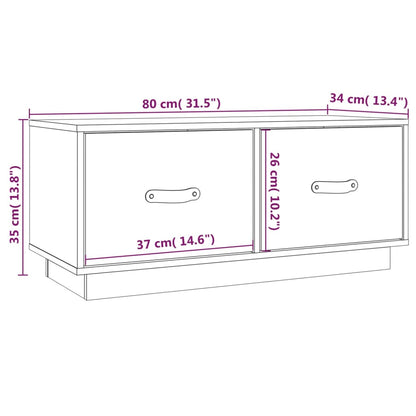 TV-möbel grå massiv trä furu TV-bänk 80x34x35 cm