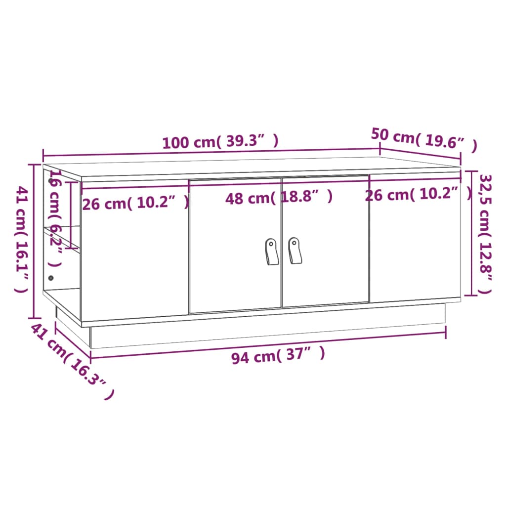 Soffbord brun 100x50x41 cm furu