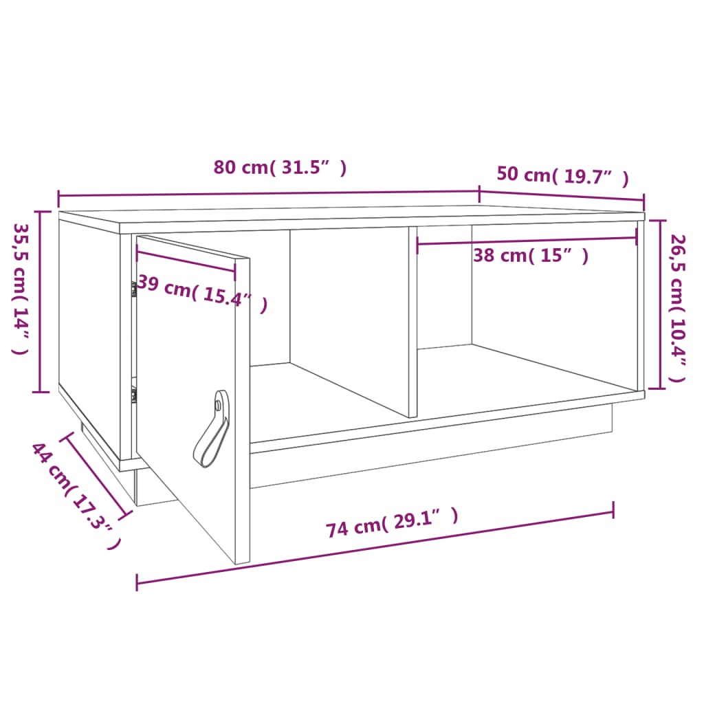 Soffbord brun 80x50x35,5 cm furu