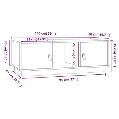 Soffbord svart 100x50x35 cm furu