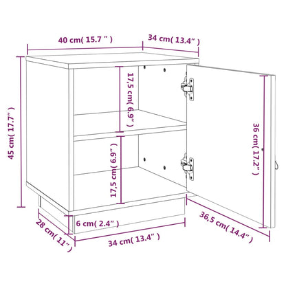 Sängbord Nattduksbord vit 40x34x45 cm massivt furuträ