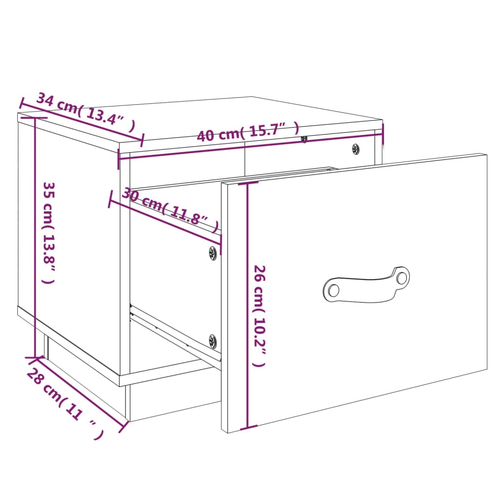 Sängbord Nattduksbord natur massiv furu 40x34x35 cm