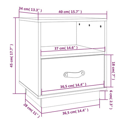 Sängbord Nattduksbord vit 40x34x45 cm massivt furuträ