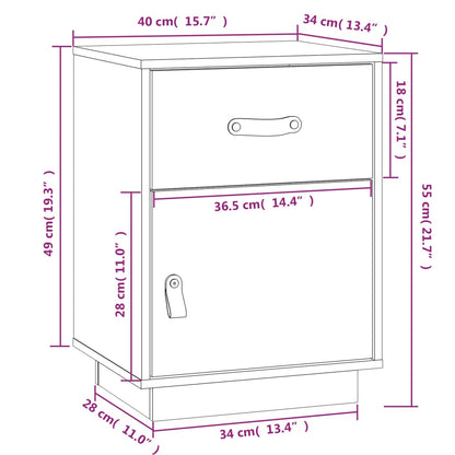 Sängbord Nattduksbord vit 40x34x55 cm massiv furu