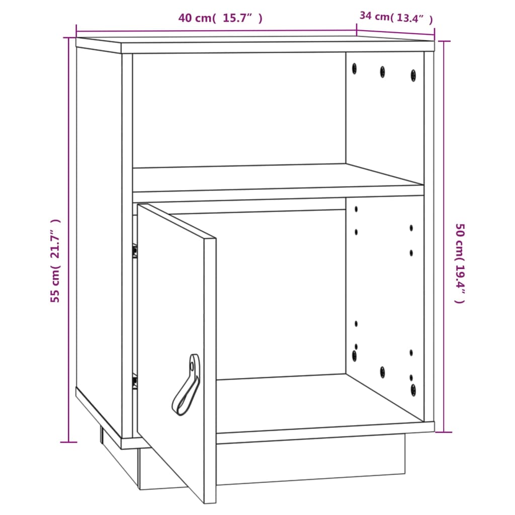 Sängbord Nattduksbord vit 40x34x55 cm massiv furu