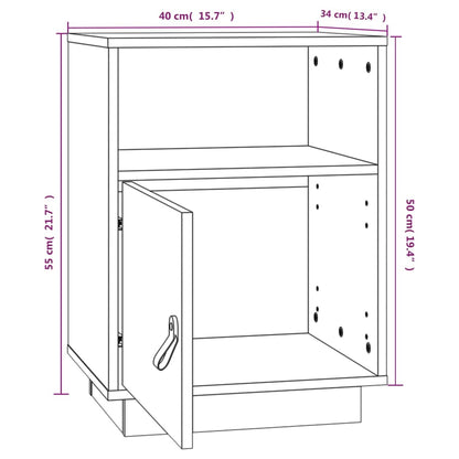 Sängbord Nattduksbord vit 40x34x55 cm massiv furu