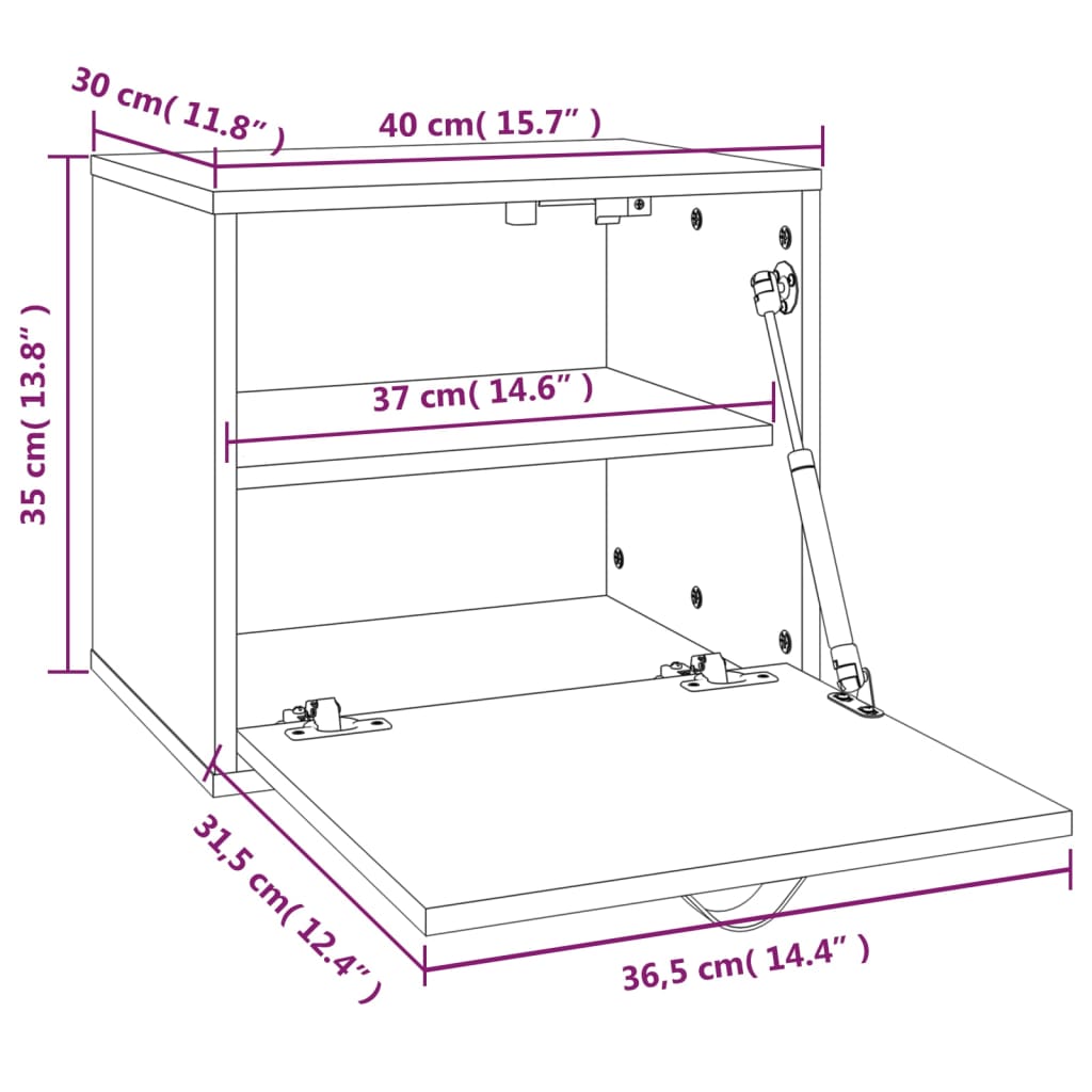 Seinäkaappi musta40x30x35 cm massiivimäntyä