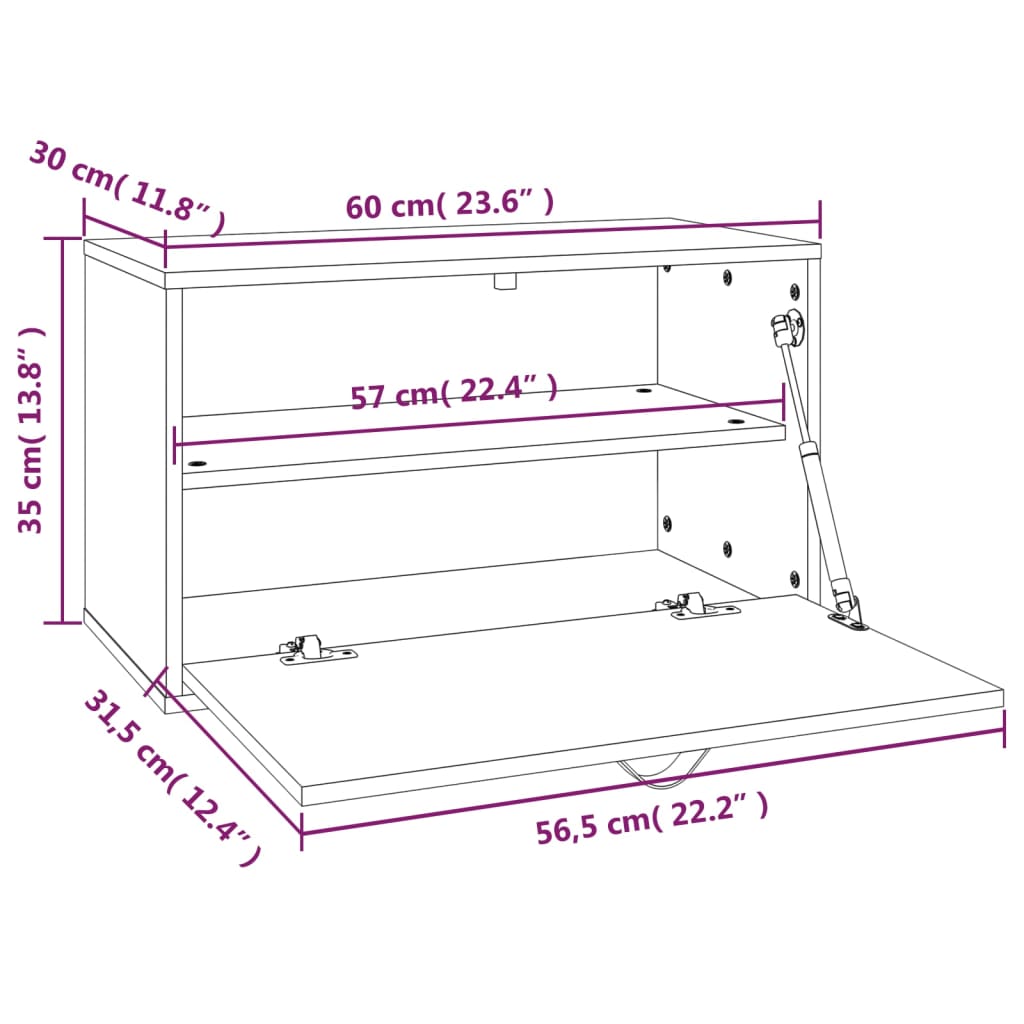 Väggskåp vit 60x30x35 cm massiv furu