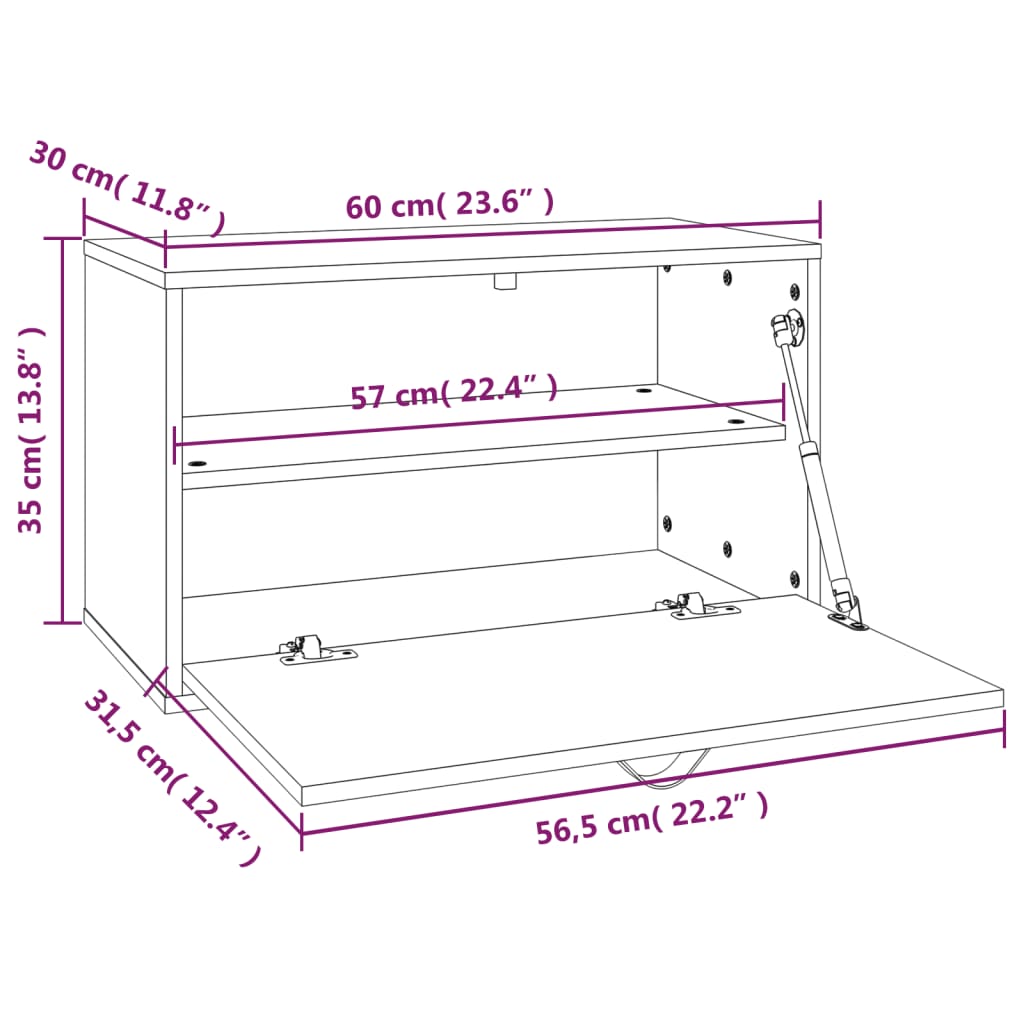 Seinäkaappi harmaa 60x30x35 cm massiivimäntyä