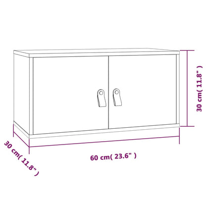 Seinäkaappi harmaa 60x30x30 cm massiivimäntyä