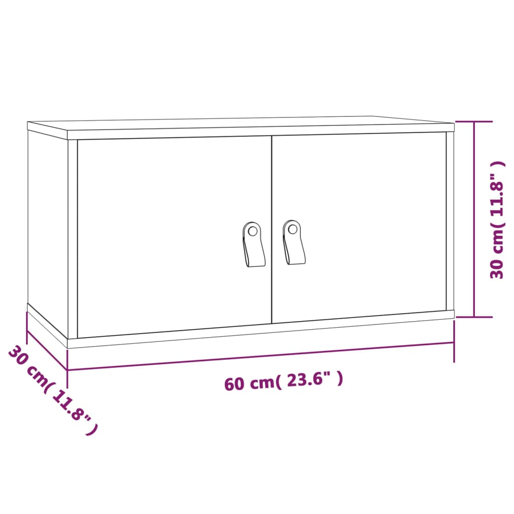 Seinäkaappi musta 60x30x30 cm massiivimäntyä