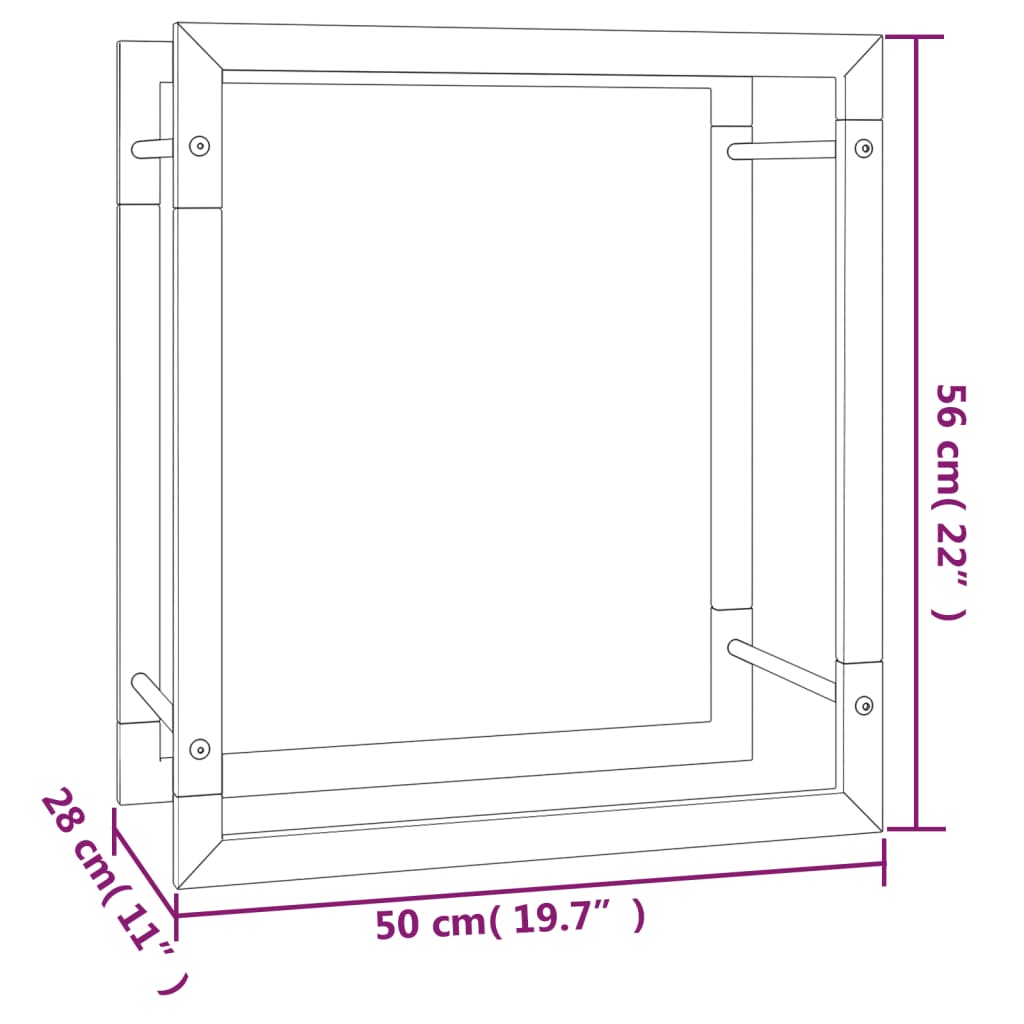 Vedställ matt svart 50x28x56 cm stål