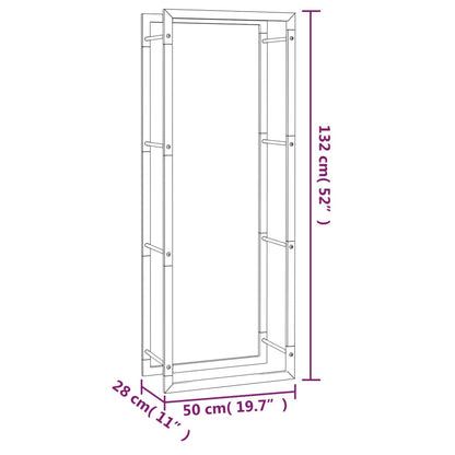 Vedställ matt svart 50x28x132 cm stål