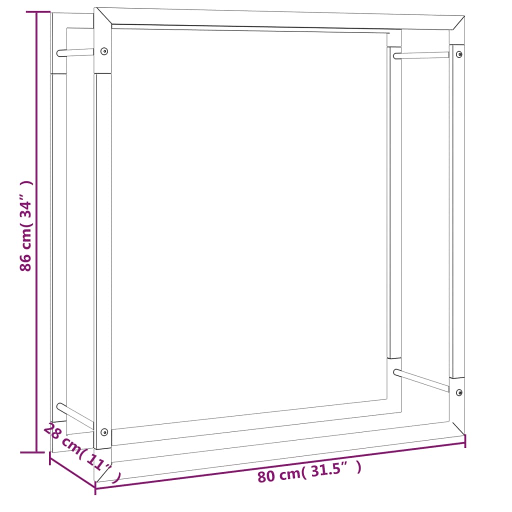 Vedställ matt svart 80x28x86 cm stål