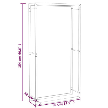 Vedställ matt svart 80x28x154 cm stål