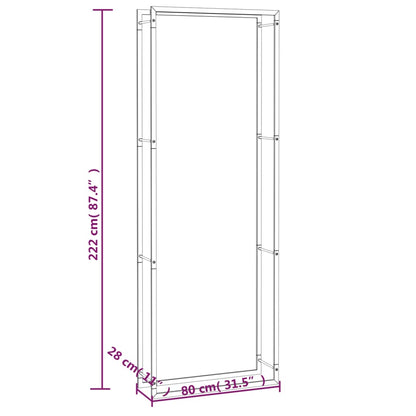 Vedställ matt svart 80x28x222 cm stål