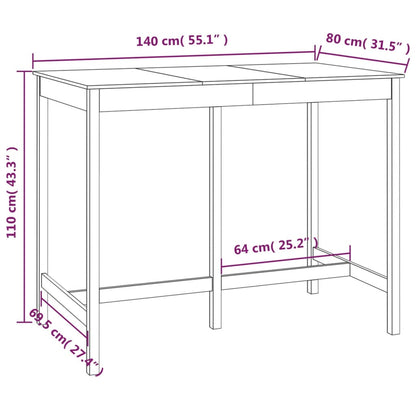 Barbord bistrobord natur massiv furu 140x80x110 cm