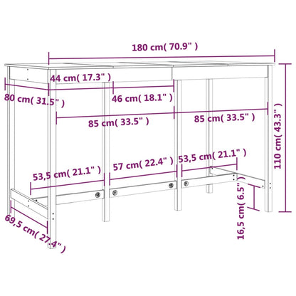 Barbord bistrobord natur massiv furu 180x80x110 cm