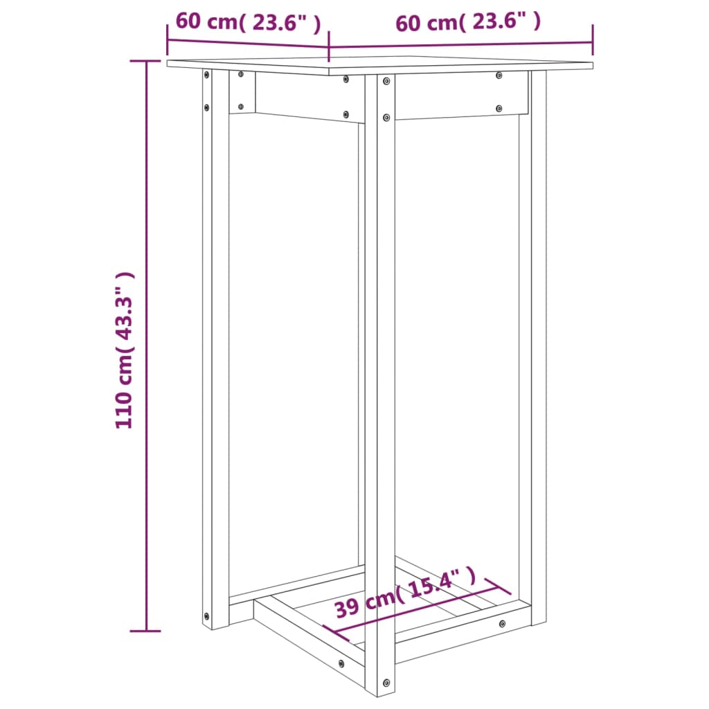 Barbord bistrobord natur massiv furu 60x60x110 cm