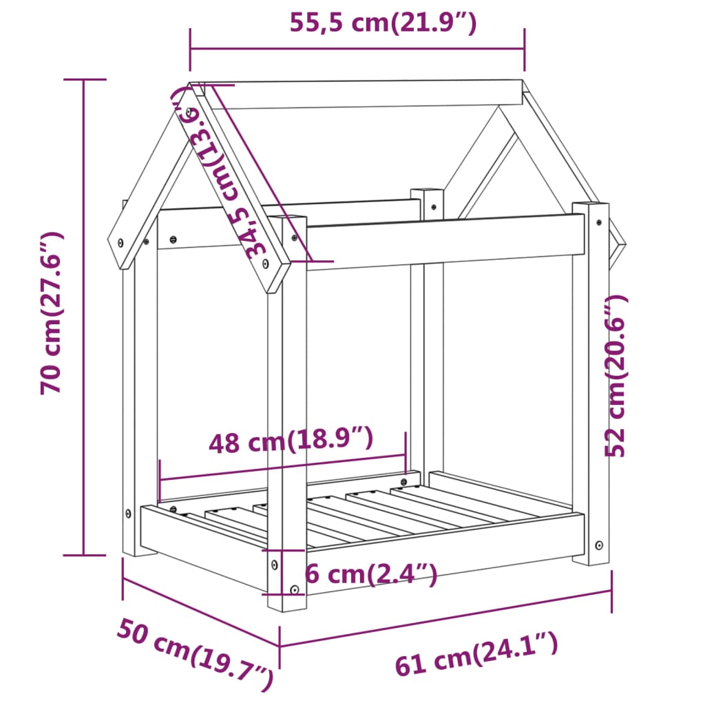 Koiran sänky Koiran sänky harmaa 61x50x70 cm massiivimänty