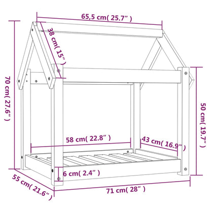 Koiran sänky Koiran sänky harmaa 71x55x70 cm massiivimänty