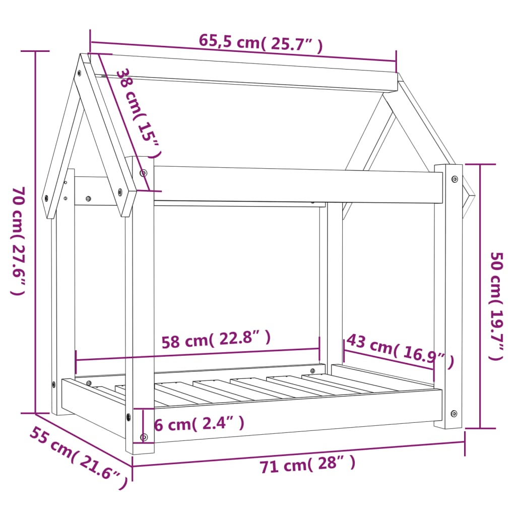 Koiran sänky Koiran sänky musta 71x55x70 cm massiivimänty