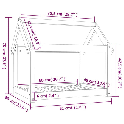 Koiran sänky Koiran sänky harmaa 81x60x70 cm massiivimäntyä