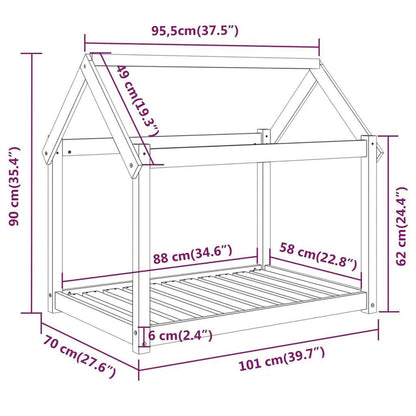 Hundsäng Hundbädd vit 101x70x90 cm massiv furu