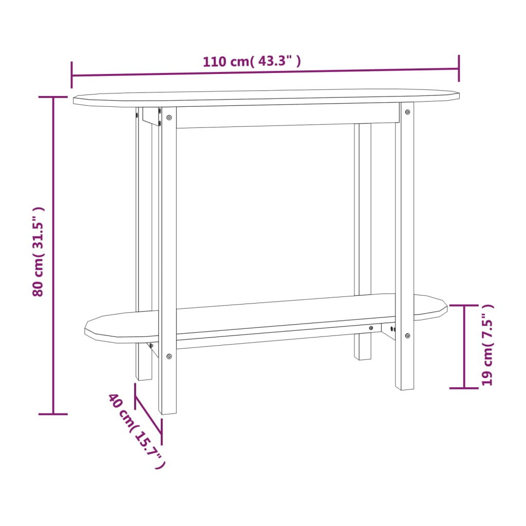 Avlastningsbord konsolbord grå 110x40x80 cm massiv trä furu