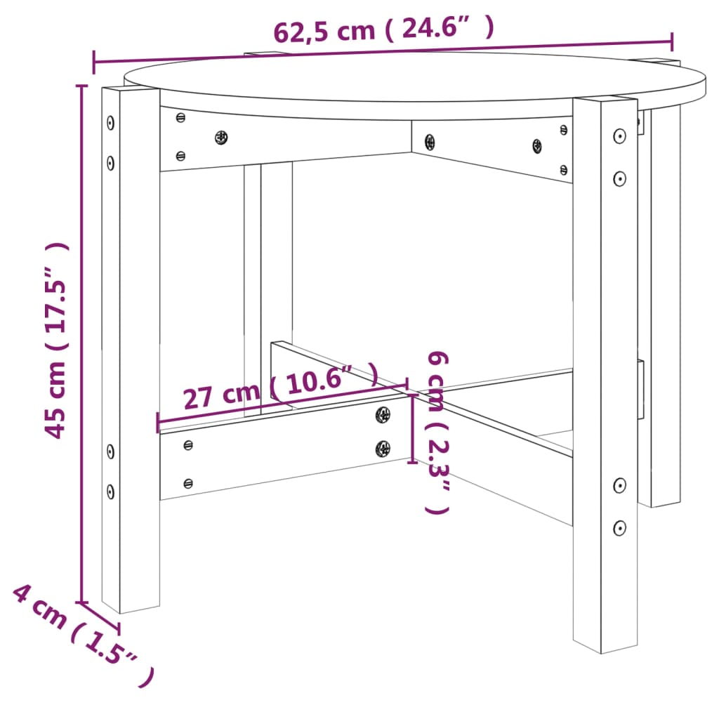 Soffbord brun Ø 62,5x45 cm furu