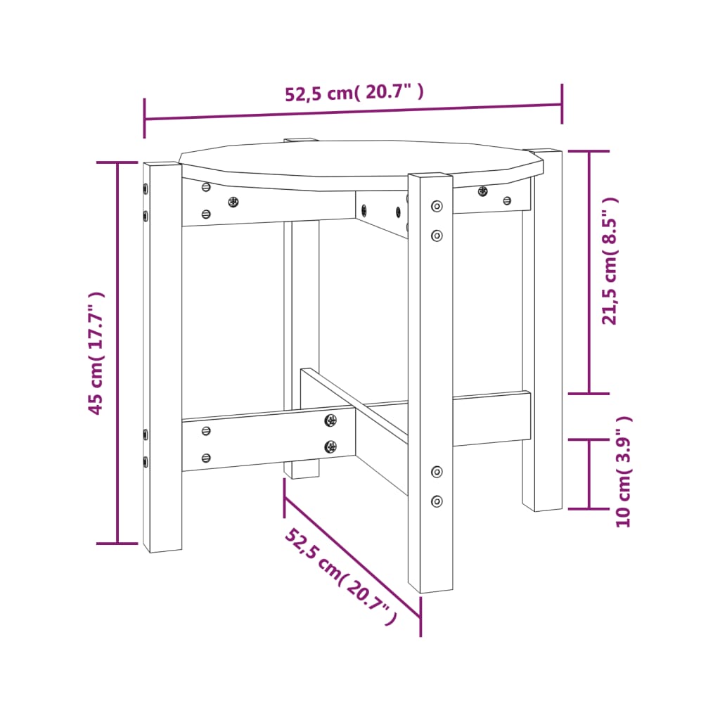 Soffbord brun Ø 52,5x45 cm furu