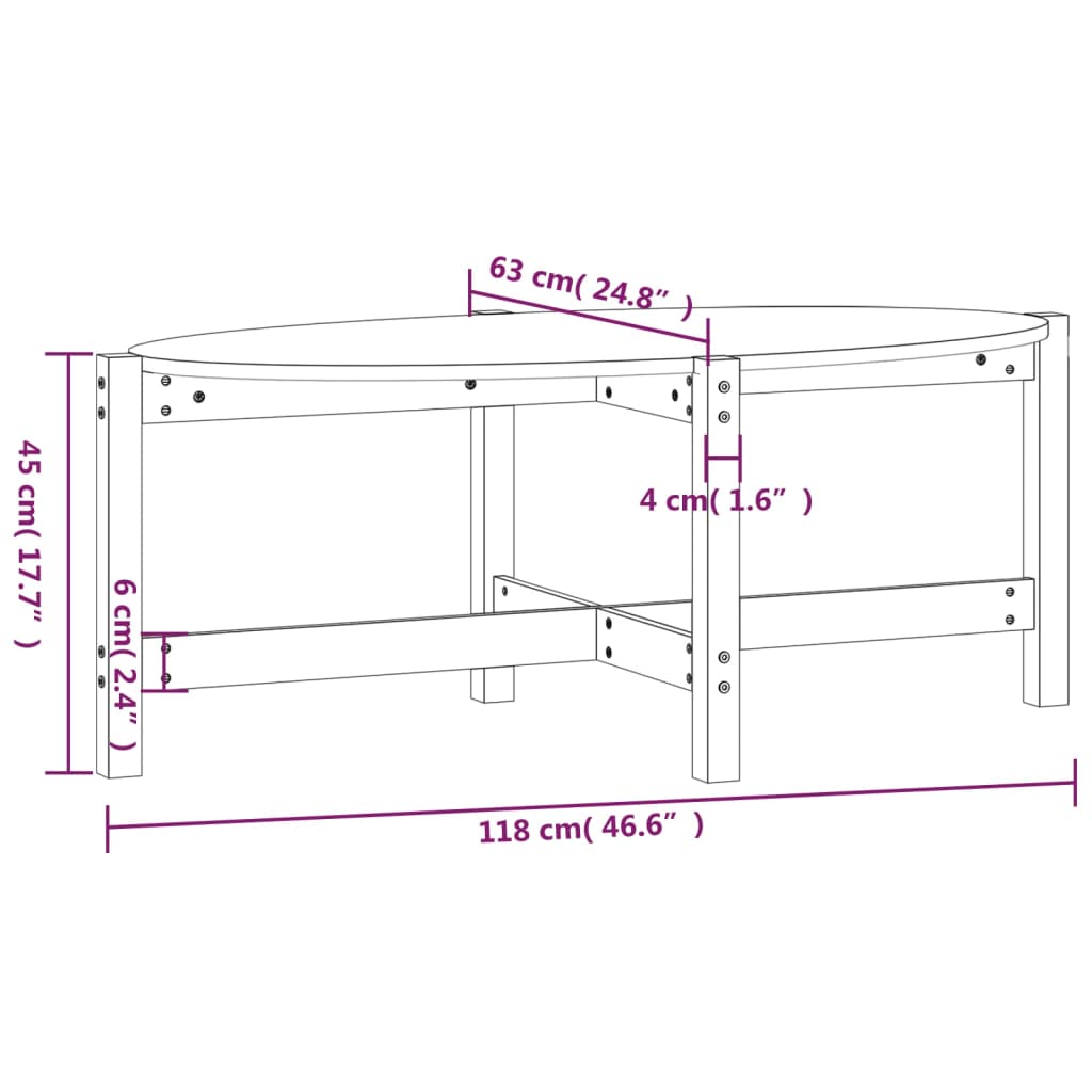 Soffbord vit 118x63x45 cm furu