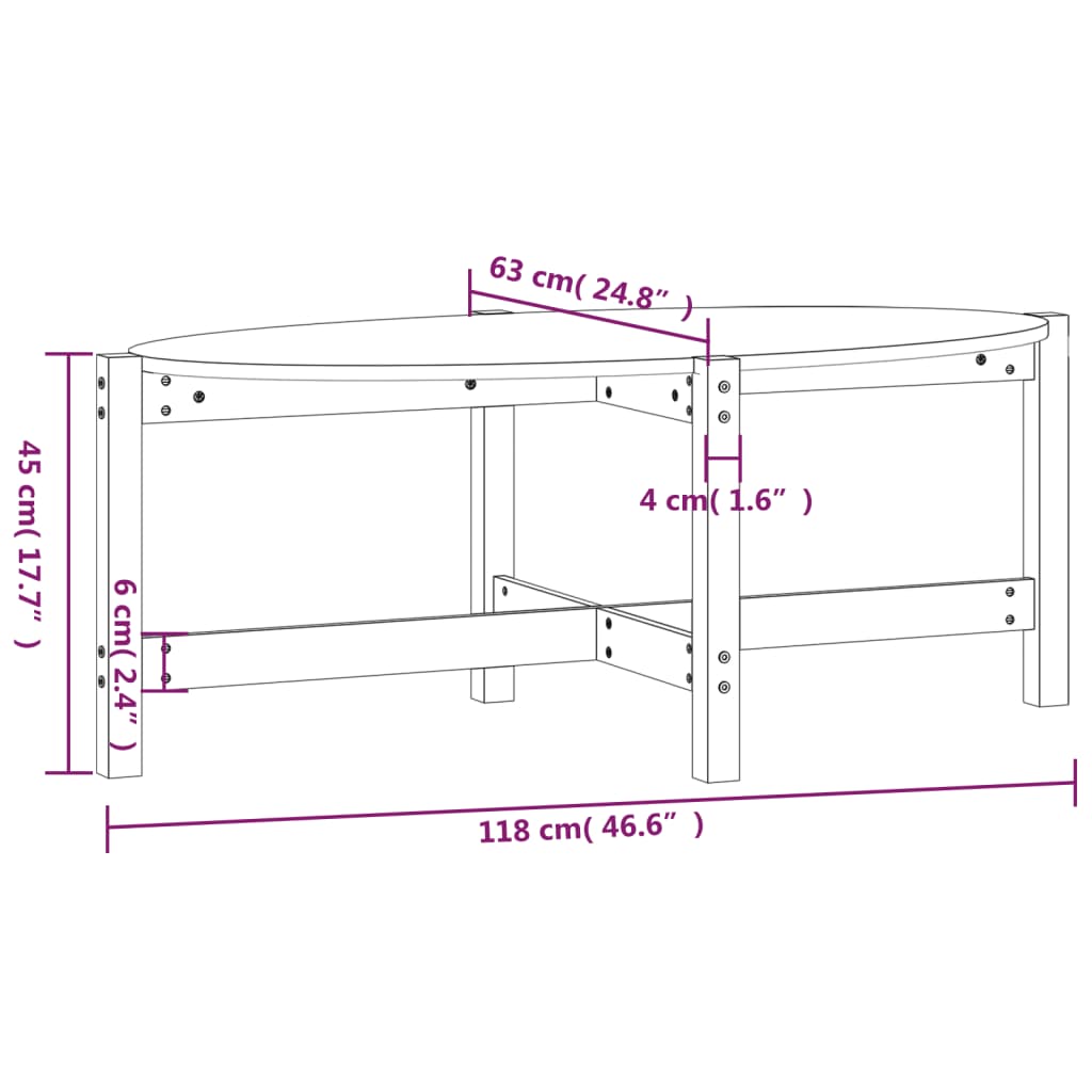 Soffbord brun 118x63x45 cm furu